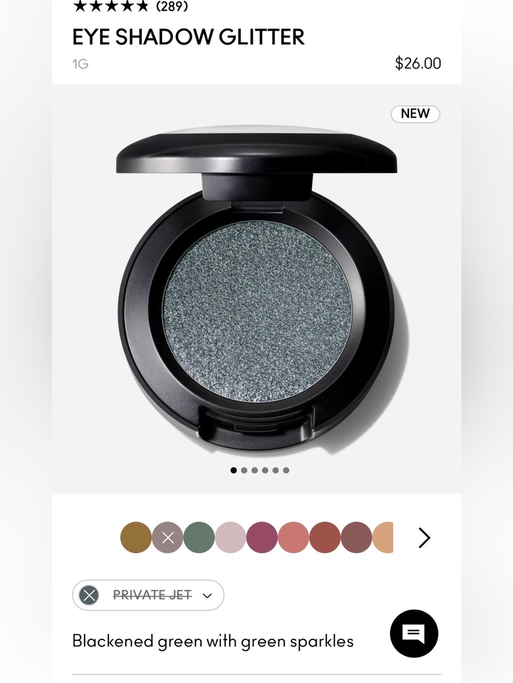 🆕 Private Jet - MAC Cosmetics Glitter Eyeshadow — blackened green w/ sparkles